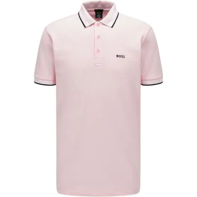 Hugo Boss Men's Paddy Short Sleeve Contrast Color Polo Shirt In Pink