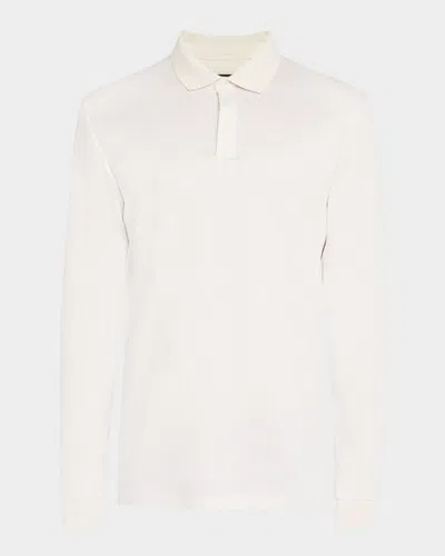 Hugo Boss Long-sleeve Polo Shirt In White