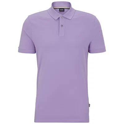 Hugo Boss Men's Pallas Short Sleeve Pique Polo Shirt, Lavender Cream In Multi