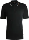 Hugo Boss Men's Paras 300 Short Sleeve Zipper Polo, Black In Black