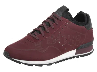 Pre-owned Hugo Boss Men's Parkour Dark Red Memory Foam Sneakers Shoes