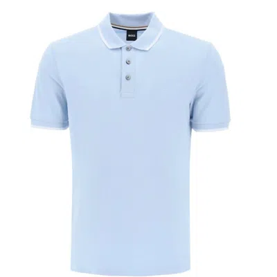 Hugo Boss Parlay 190 Cotton Polo In Light Blue