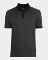 Hugo Boss Mercerised-cotton Polo Shirt With Two-tone Monogram Print In Black