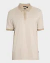 Hugo Boss Mercerized-cotton Polo Shirt With Micro Pattern In Light Beige