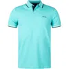 Hugo Boss Paddy Mens Organic Cotton Polo With Contrast Logo Details In Blue