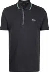 Hugo Boss Mens Paule Short Sleeve Pique Cotton Polo Shirt In Navy In Grey