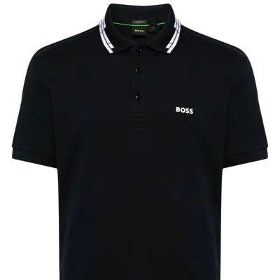 Hugo Boss Rubberised-logo Polo Shirt In Blue