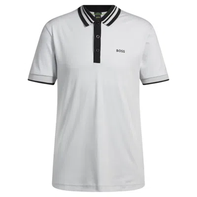 Hugo Boss Men's Paule Tape Short Sleeve Polo Shirt, White In Gray