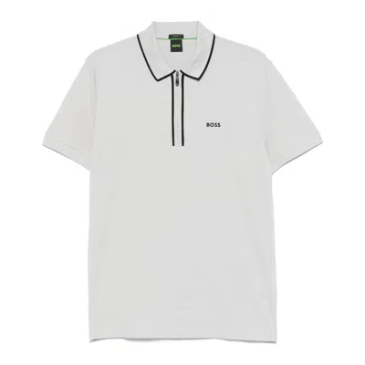 Hugo Boss Men's Philix Tape Short Sleeve Polo Shirt, Light Pastel Grey In White