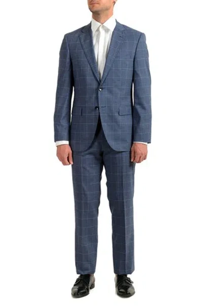 Pre-owned Hugo Boss Men's Phoenix/madisen Plaid Comfort Fit 100% Wool Suit Us 38r It 48r In Blue