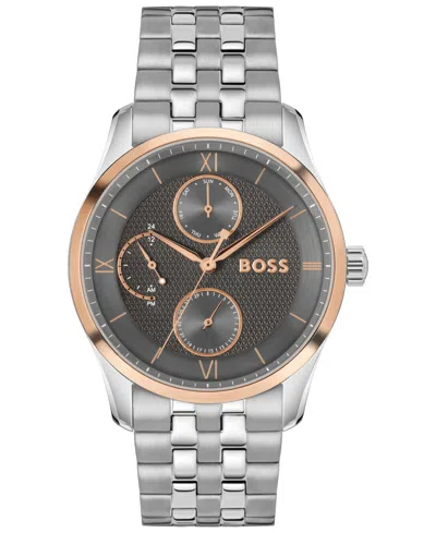 HUGO BOSS MEN'S PRINCIPLE MASTER QUARTZ MULTIFUNCTION STAINLESS STEEL WATCH, 41MM