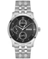 Hugo Boss Men's Principle Master Quartz Multifunction Stainless Steel Watch, 41mm In Silver