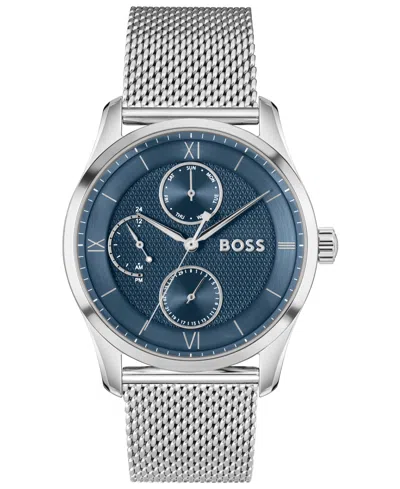 Hugo Boss Men's Principle Master Quartz Multifunction Stainless Steel Watch, 41mm In White