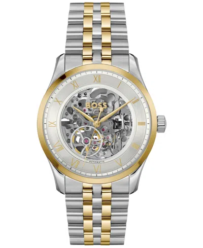 Hugo Boss Men's Principle Skeleton Mech-automatic Two-tone Stainless-steel Watch, 41mm