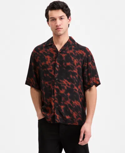 Hugo Boss Oversized-fit Shirt With Digital Print In Pattern