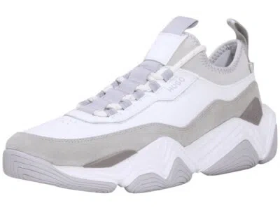 Pre-owned Hugo Boss Men's Quake Sneakers Open White Trainers Low-top Shoes