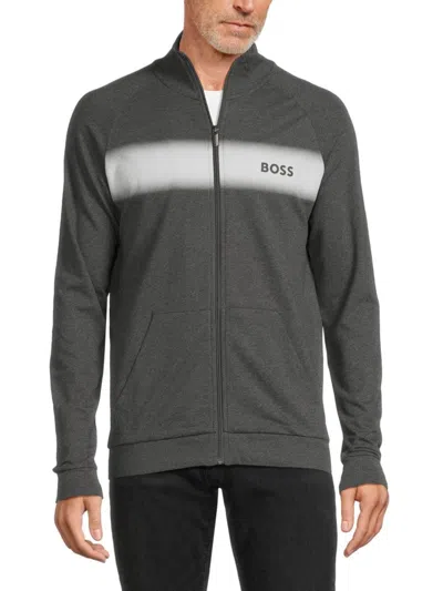 Hugo Boss Men's Raglan Sleeve Logo Jacket In Grey
