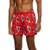 HUGO BOSS MEN'S RED FISH ANIMAL PRINT SWIM SHORTS TRUNKS