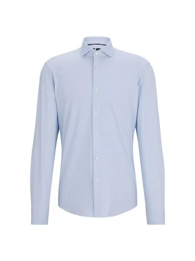Hugo Boss Regular-fit Shirt In Structured Cotton Twill In Blue
