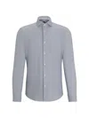 Hugo Boss Regular-fit Shirt In Structured Performance-stretch Material In Grey