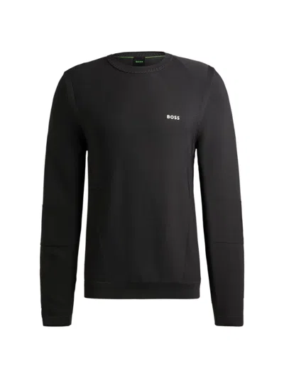 Hugo Boss Regular-fit Sweater With Contrast Logo And Crew Neck In Grey