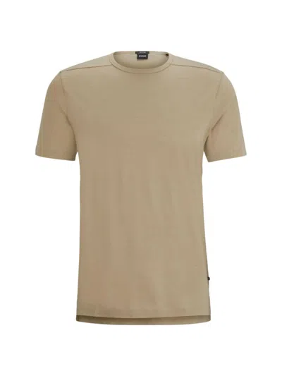 Hugo Boss Regular-fit T-shirt With Ergonomic Seams In Khaki