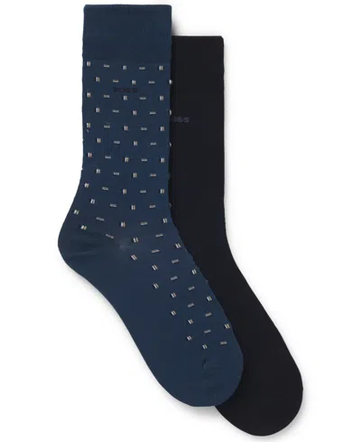 Hugo Boss Men's Regular Length Mini Iconic Socks, 2-pack In Blue