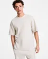 Hugo Boss Men's Relaxed Fit Waffle Knit Short Sleeve T-shirt In Open White