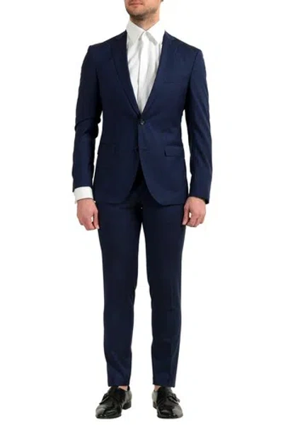 Pre-owned Hugo Boss Men's "reyno4/wave2" Extra Slim Fit 100% Wool Blue Two Button Suit