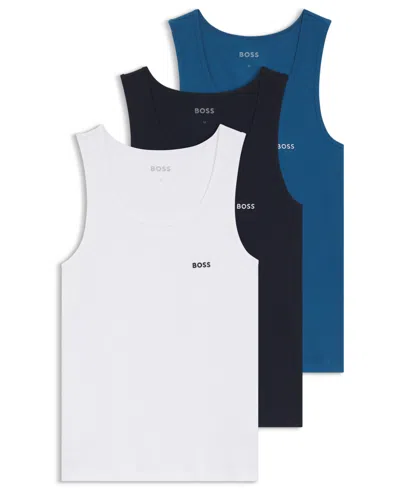 Hugo Boss Men's Rib Vest, 3-pack In White