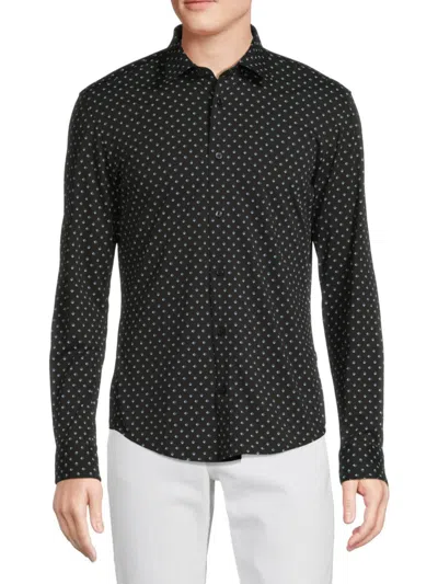 Hugo Boss Men's Roan Micro Pattern Slim Fit Shirt In Black