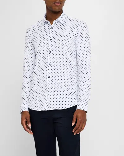 Hugo Boss Printed Cotton Poplin Slim-fit Shirt In White