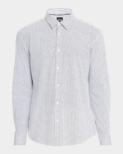 Hugo Boss Men's Roan Performance Stretch Stripe Sport Shirt In Black