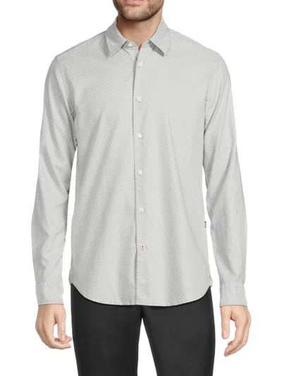 Hugo Boss Men's Roger Slim Fit Dotted Sport Shirt In Grey