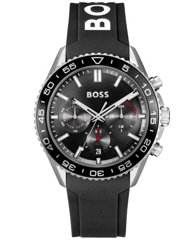 Hugo Boss Silicone-strap Chronograph Watch With Black Dial Men's Watches In Assorted-pre-pack