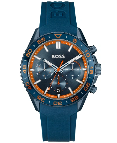 Hugo Boss Blue Silicone-strap Chronograph Watch With Tonal Dial Men's Watches In Assorted-pre-pack