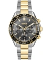 HUGO BOSS BOSS MEN'S RUNNER QUARTZ CHRONO STAINLESS STEEL IONIC PLATED THIN GOLD-TONE STEEL WATCH 44MM