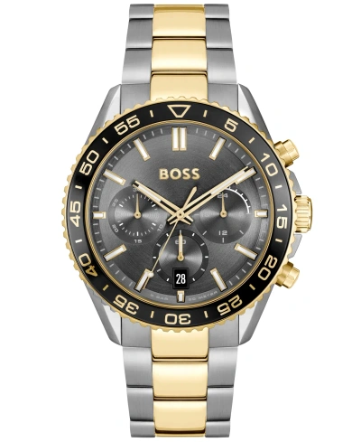 Hugo Boss Boss Men's Runner Quartz Chrono Stainless Steel Ionic Plated Thin Gold-tone Steel Watch 44mm In Stainless Steel Ionic Plated Thin Gold S