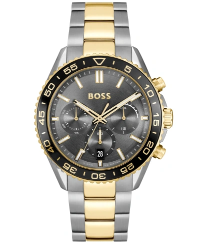 Hugo Boss Men's Runner Quartz Chrono Stainless Steel Ionic Plated Thin Gold-tone Steel Watch 44mm In Stainless Steel Ionic Plated Thin Gold S