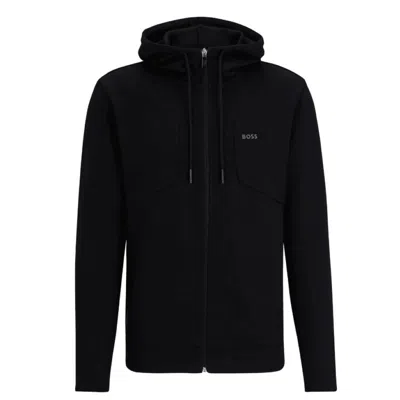 Hugo Boss Men's Saggy 1 Cotton Full Zip Hoodie Sweatshirt In Black