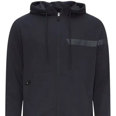 Hugo Boss Men's Saggy 1 Dark Blue Cotton Full Zip Hoodie Sweatshirt In Black