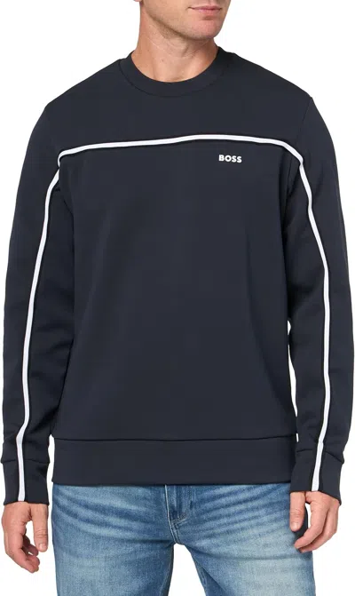 Hugo Boss Men's Salbo 1 Crew Neck Sweater, Blue