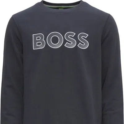 Hugo Boss Men's Salbo Contrasting Logo Crewneck Sweatshirt In Gray