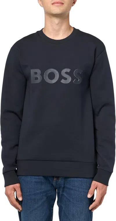 Hugo Boss Men's Salbo Iconic Logo Crewneck Sweater, Blue