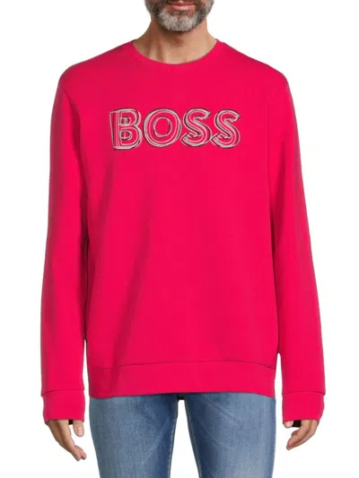 Hugo Boss Men's Salbo Logo Sweatshirt In Red