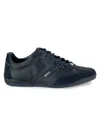 Hugo Boss Mixed-material Trainers With Suede And Faux Leather In Navy