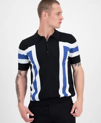 Hugo Boss Men's Short Sleeve Colorblocked Polo Sweater In Black