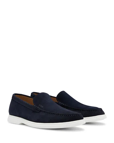 Hugo Boss Men's Sienne Slip On Moc Toe Loafers In Dark Blue