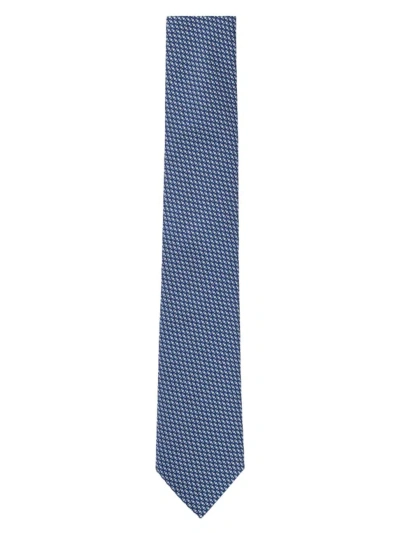 Hugo Boss Men's Silk-jacquard Tie With All-over Micro Pattern In Light Blue