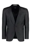 Hugo Boss Boss Single-breasted Virgin Wool Jacket In Black